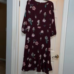 Talbots burgundy floral dress size 14